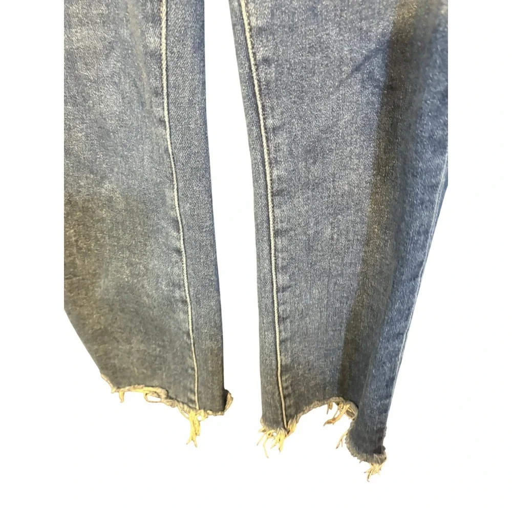 Paige High Rise Straight Leg Raw Hem Jeans Blue Denim Size 27 - Picture 3 of 5